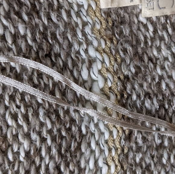 Billabong EUC cardigan sweater Designer's Closet large metallic gold brown white - Picture 16 of 16